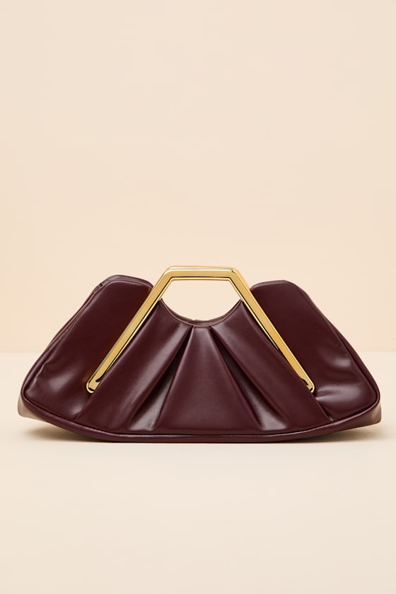 Sabrine Brown Ruched Clutch - thumbnail 3