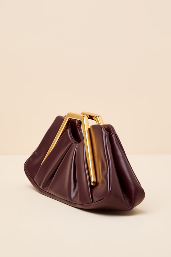 Sabrine Brown Ruched Clutch - thumbnail 5