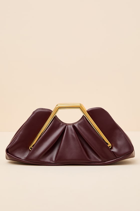 Sabrine Brown Ruched Clutch - thumbnail 6
