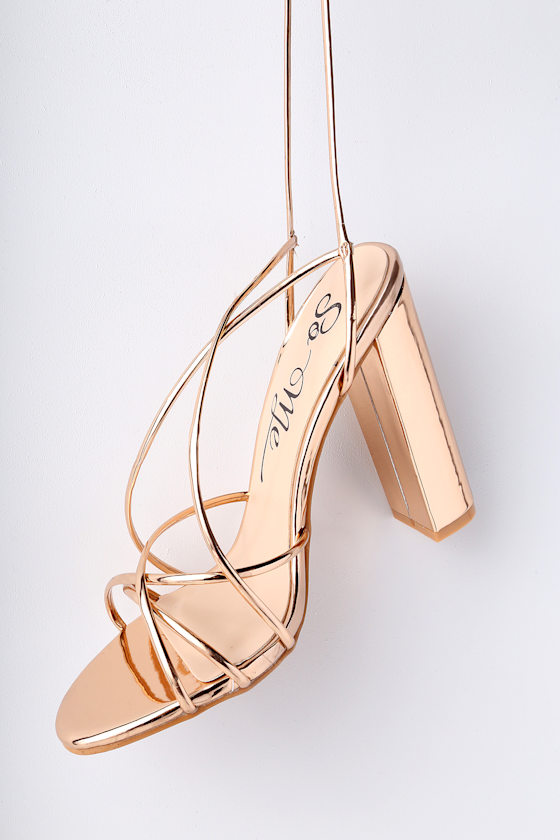 NeNe Rose Gold Lace-Up Heels 5