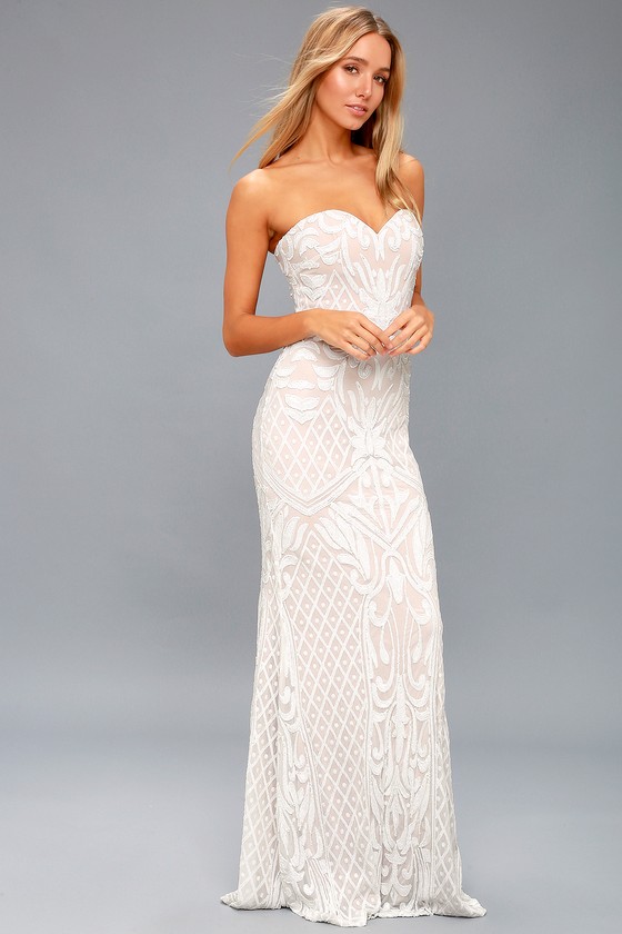 sparkly white maxi dress