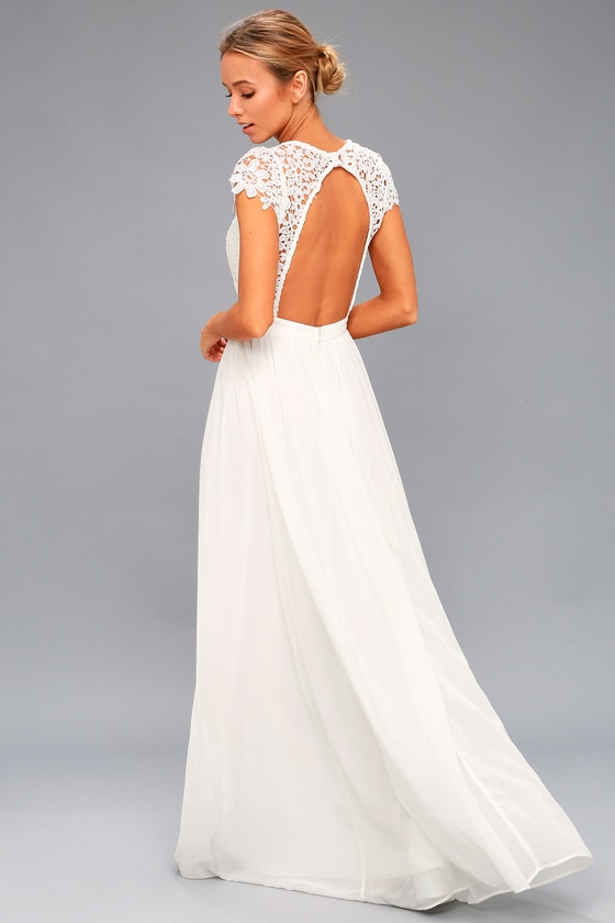 Stunning White Lace Maxi Backless Maxi Lace Maxi Dress Lulus
