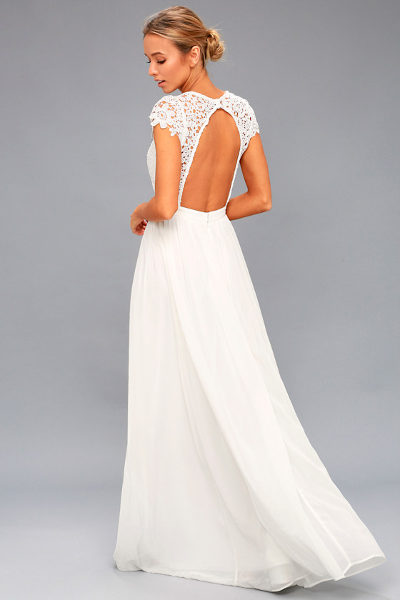 Stunning White Lace Maxi Backless Maxi Lace Maxi Dress