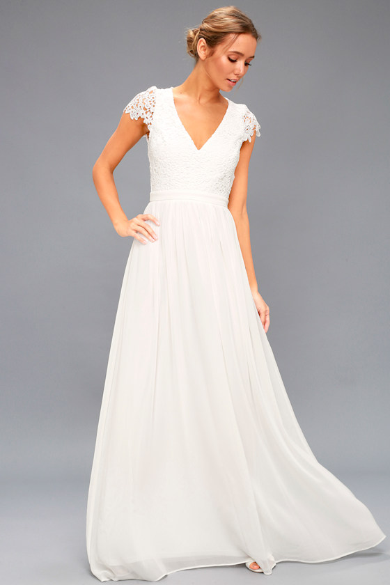 Florianna White Backless Lace Maxi Dress 2