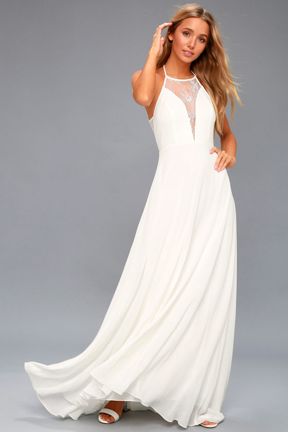 Adella White Lace Sleeveless Maxi Dress 1