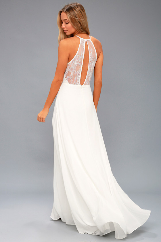 Adella White Lace Sleeveless Maxi Dress 2