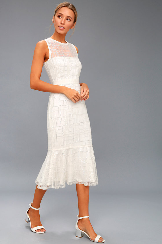 Jeanette White Sequin Midi Dress 2