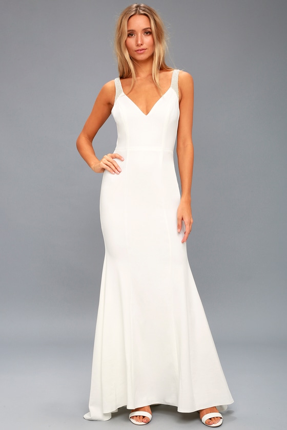 Stunning Beaded Maxi - White Maxi Dress - Mermaid Maxi Dress - Lulus