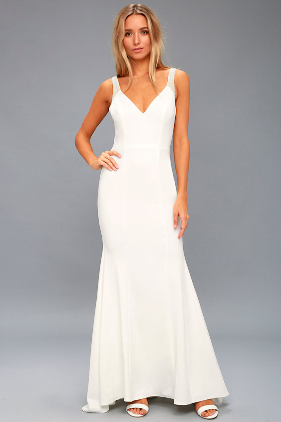 Celena White Beaded Maxi Dress 2