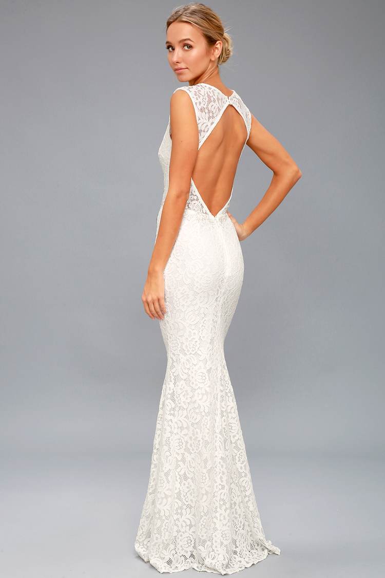 ceci white lace backless maxi dress Embellished Cut-Out Bandeau Maxi Dress in White - 10