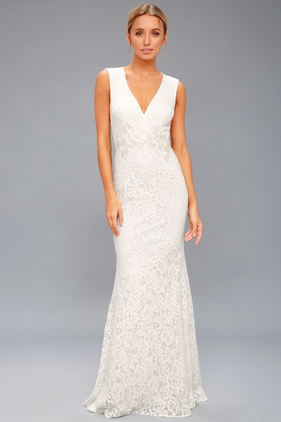 Ceci White Lace Backless Maxi Dress 2