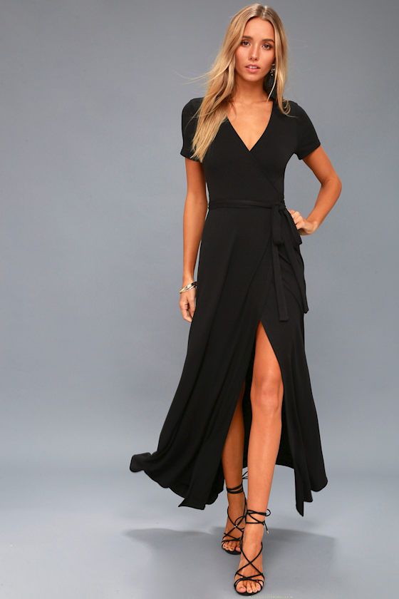 Evolve Black Wrap Maxi Dress 1