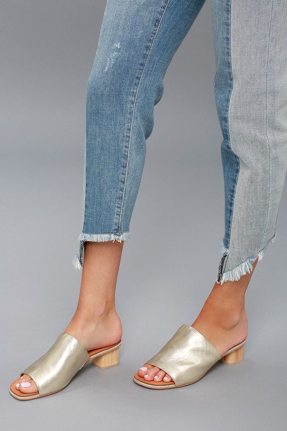 wide fit gold mules