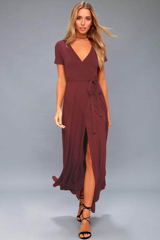 Lovely Plum Purple Dress Wrap Dress Maxi Dress Lulus