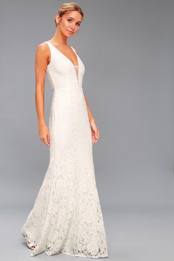 flynn white lace maxi dress lulus