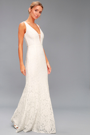 Stunning White Lace Maxi Dress - Mermaid Dress - Lulus
