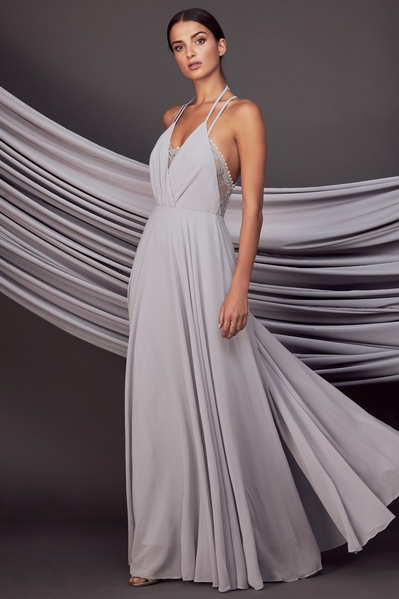 lulus grey maxi dress