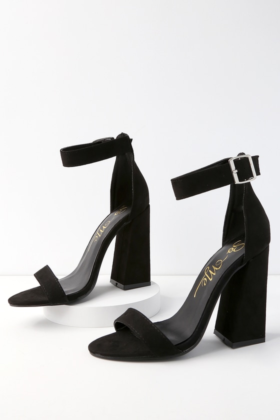 black 2 strap heels