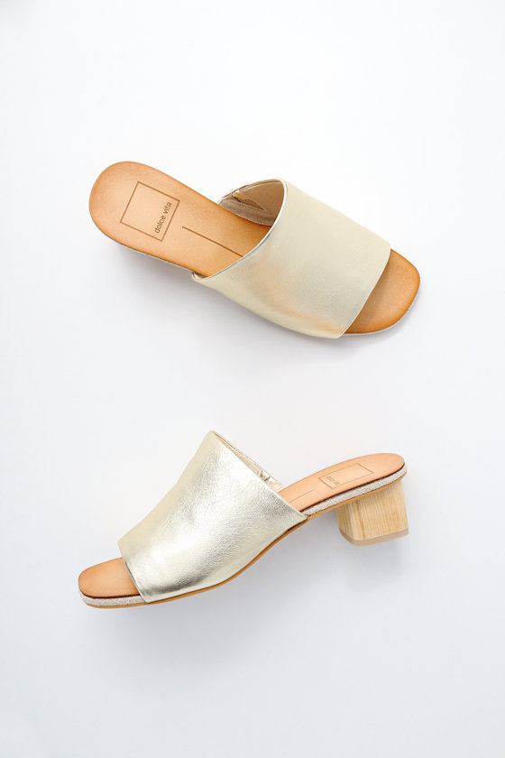 Kaira Gold Leather Mules 6