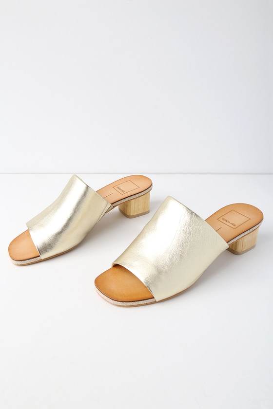 wide fit gold mules