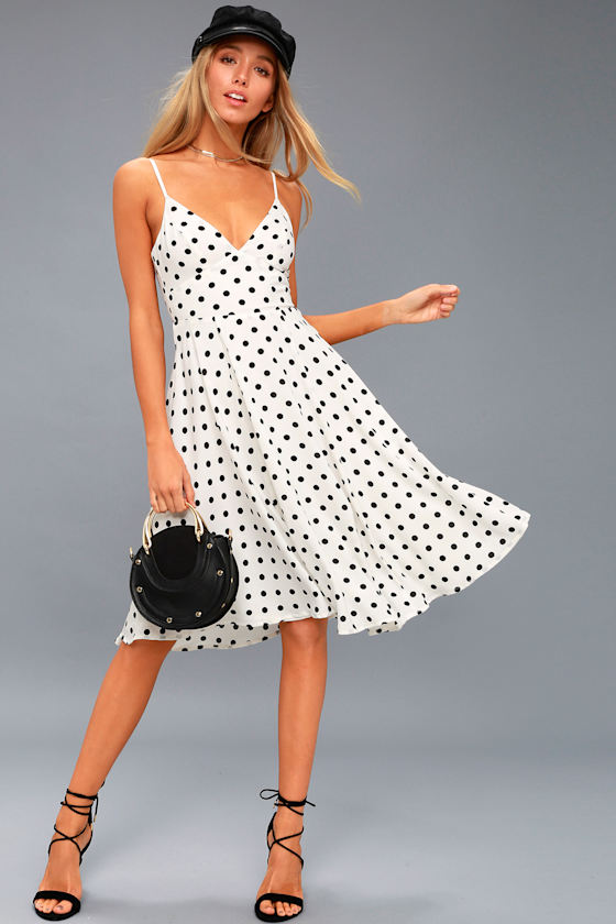 Favorite Spot White Polka Dot Midi Dress 1