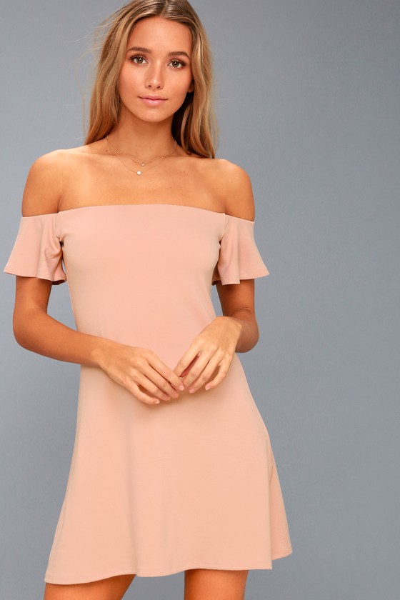 lulus pink off the shoulder dress