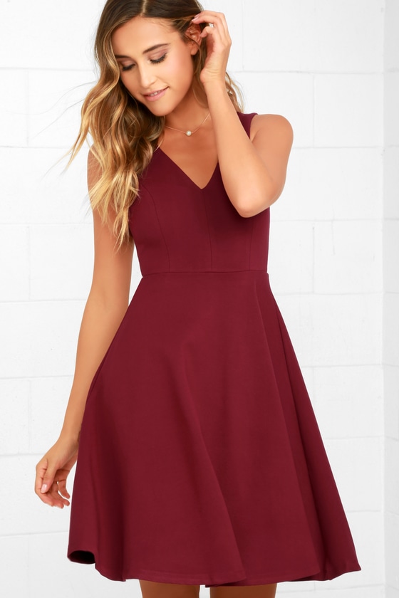 wine red skater dress