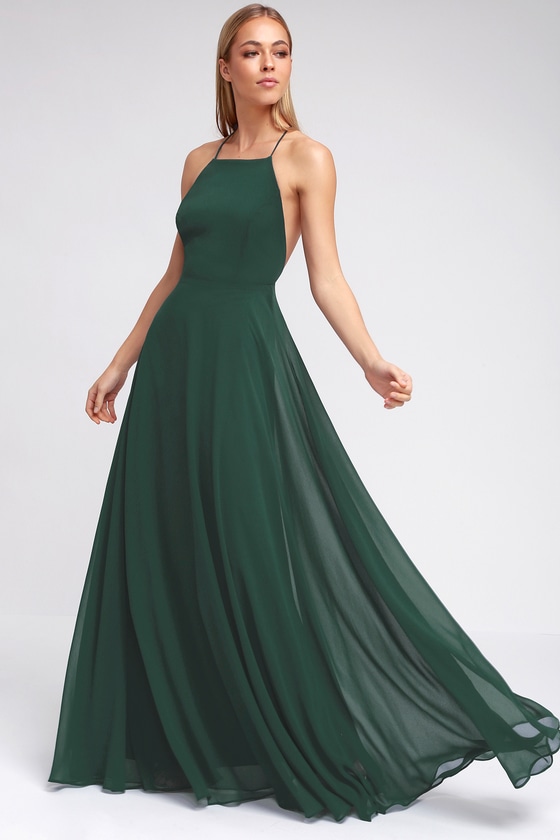 Beautiful Dark Green Dress - Maxi Dress- Backless Maxi Dress