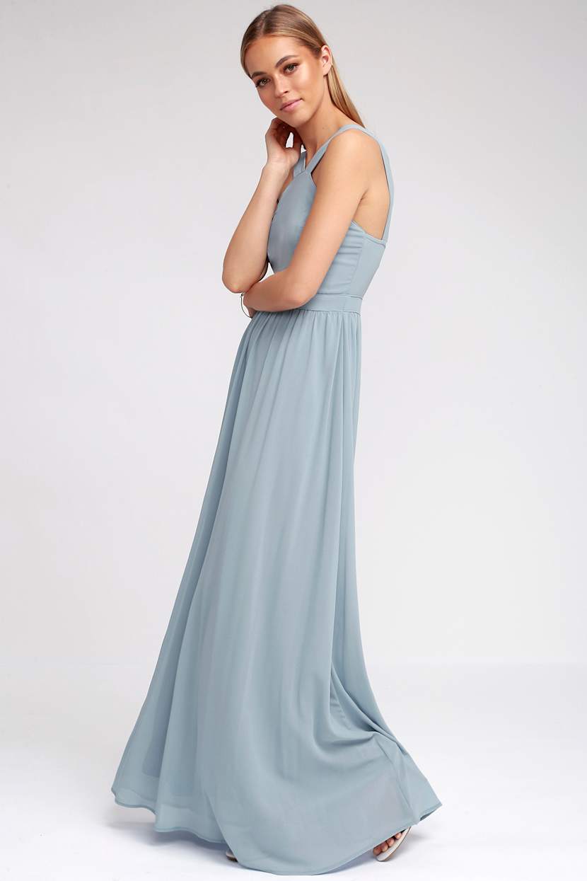 Beautiful Light Blue Dress - Maxi Dress - Halter Dress - Lulus