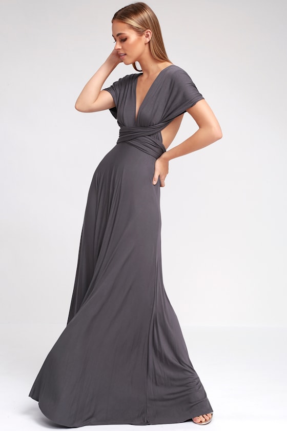 LULUS Exclusive Tricks of the Trade Dark Grey Maxi Dress 9