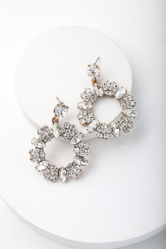 Finer Blings in Life Gold and Clear Rhinestone Earrings 1
