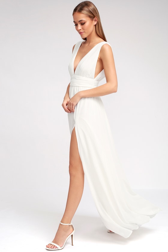 heavenly hues white maxi dress