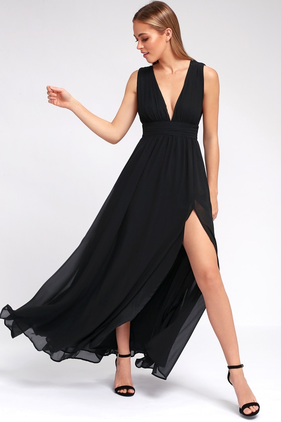 black maxi dress long