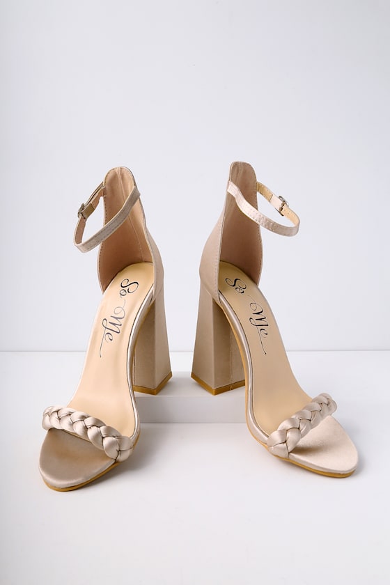 Sonja Nude Satin Ankle Strap Heels 3