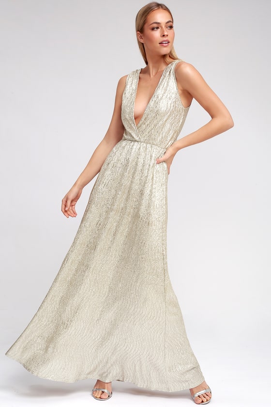 Gold Dress - Maxi Dress - Metallic Dress - Silver Dress