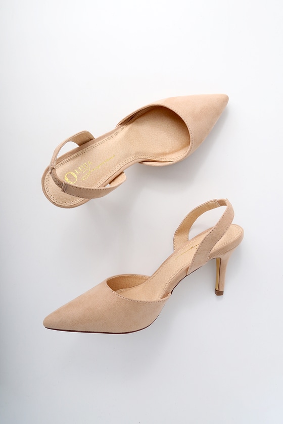 beige suede slingbacks