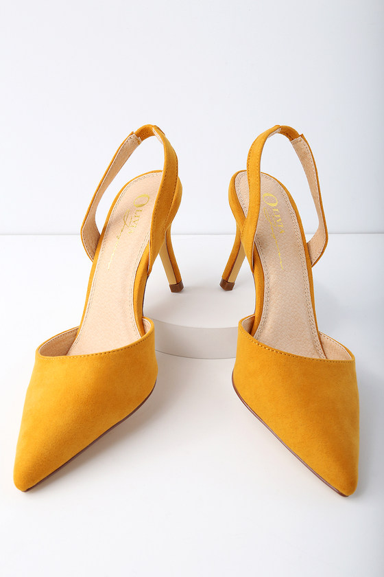 mustard slingback heels