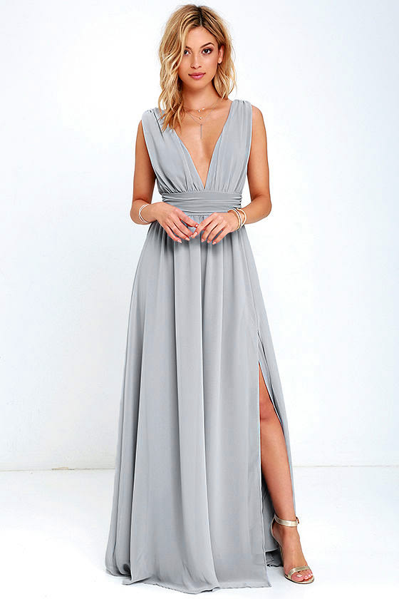 Light Grey Gown Maxi Dress Sleeveless Maxi 84.00