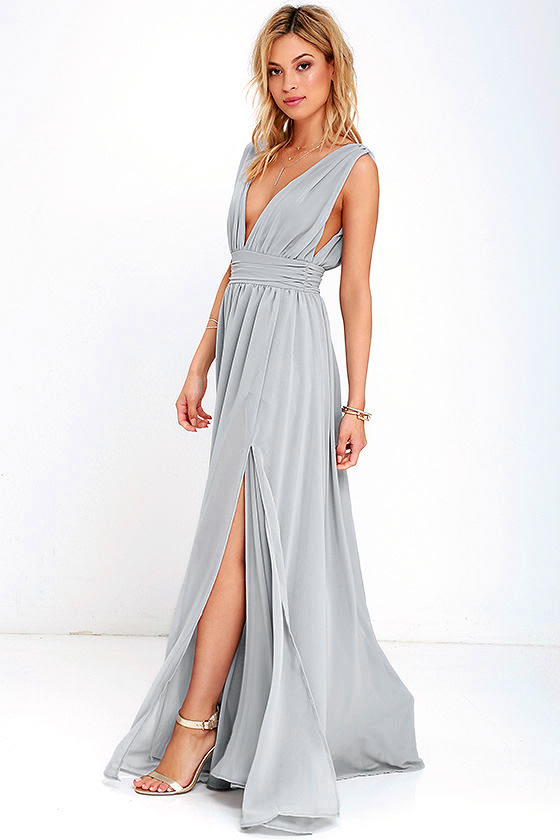 Light Grey Gown Maxi Dress Sleeveless Maxi 84.00