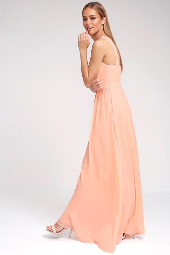Air of Romance Peach Maxi Dress 7