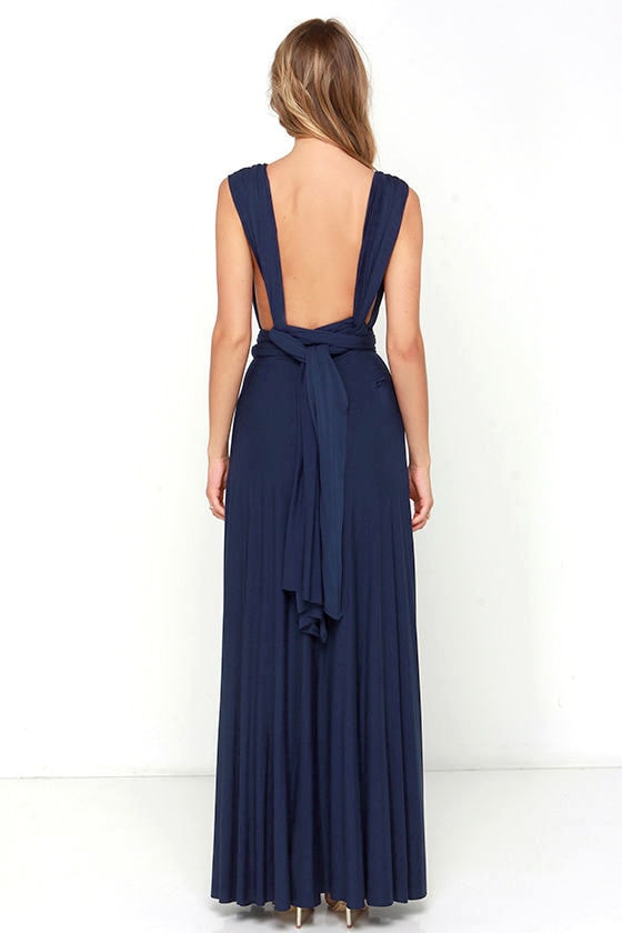 Awesome Navy Blue Dress - Maxi Dress - Wrap Dress - $78.00