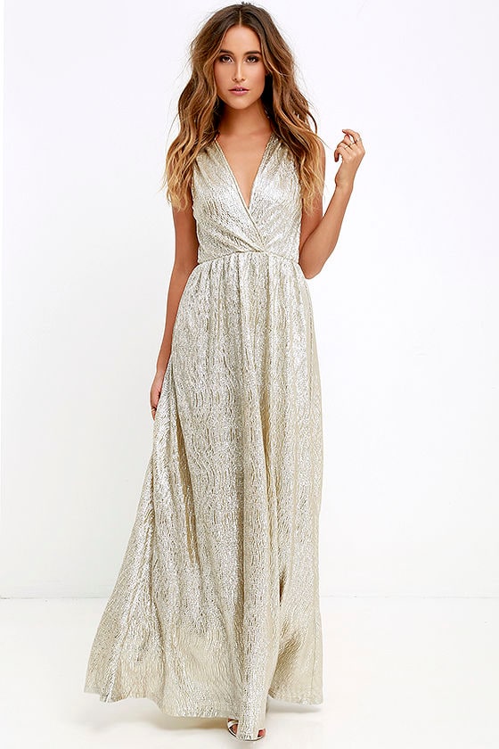 All that Shimmers is Gold Light Gold Maxi Dress 14