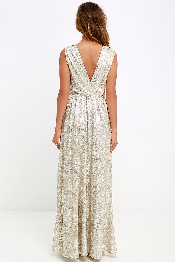 Gold Dress - Maxi Dress - Metallic Dress - Silver Dress