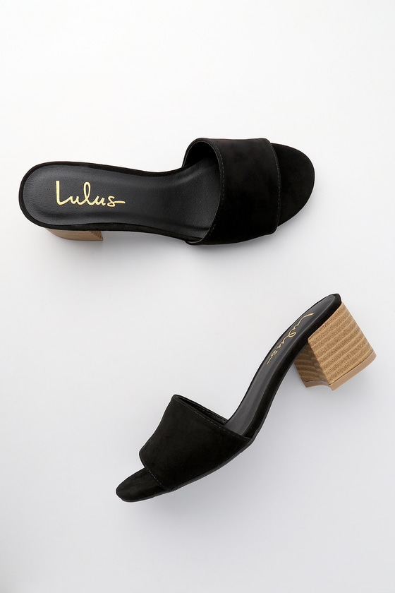 Cute Black Mules - Suede Mules - Vegan 