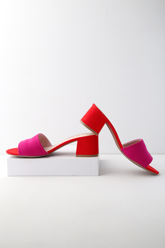 Jax Fuchsia Suede Mules 3