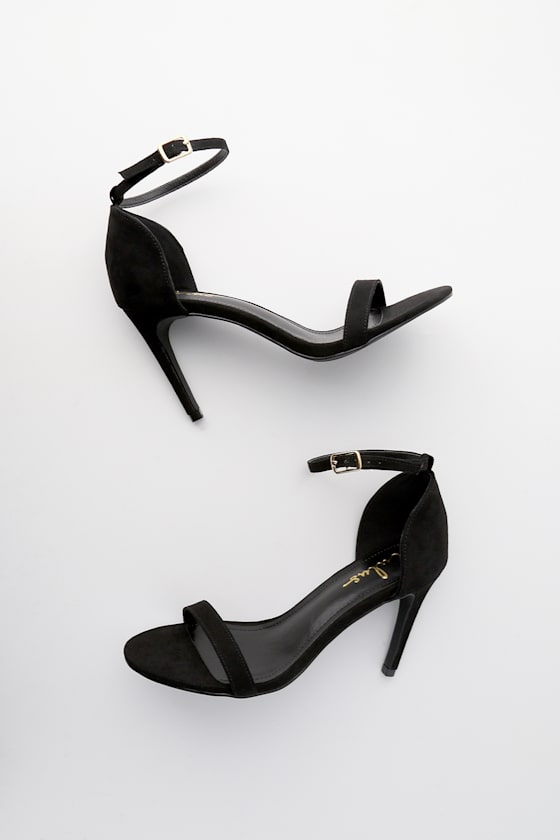 Ana Black Suede Ankle Strap Heels 1