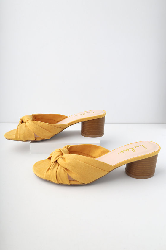 Cute Mustard Yellow Mules Vegan Suede Mules Lulus