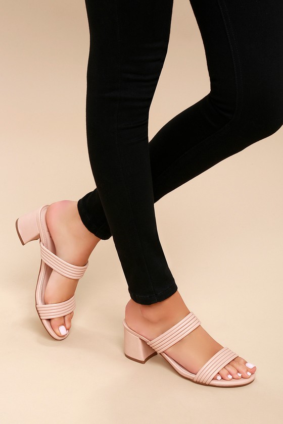 nude leather mules