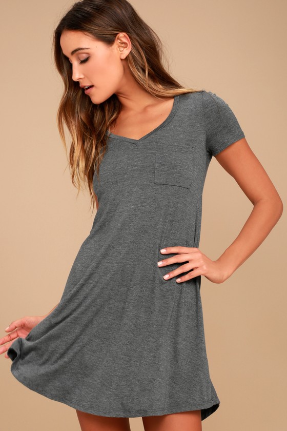 grey long shirt dress