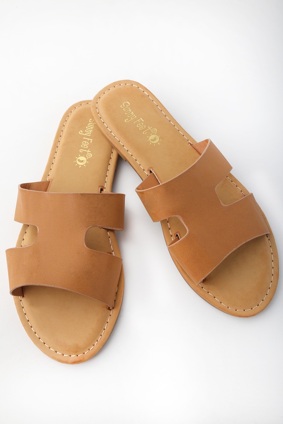 tan slide heels